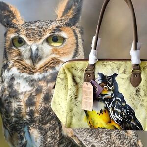 Sukriti Kolkata Owl Leather Handpainted Handbag NWT